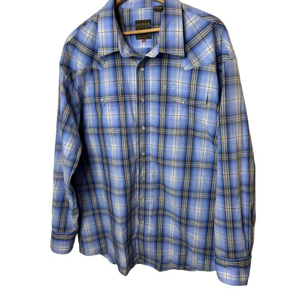 Roper Pearl Snap Shirt Mens 2XL Blue Plaid Long Sleeve Western Rodeo - Picture 4 of 8